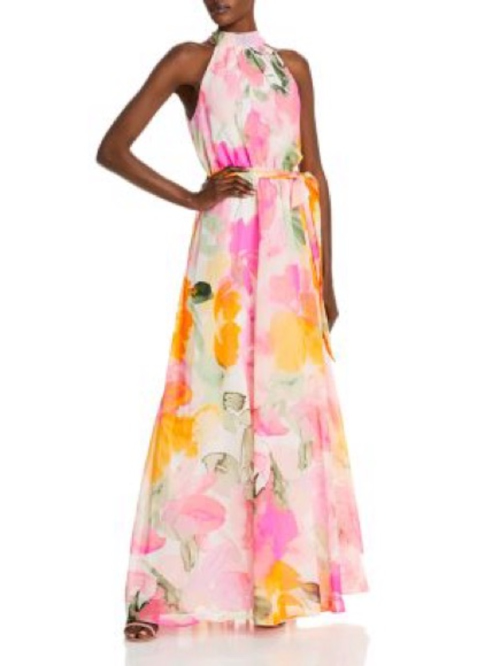 Eliza J Pink Watercolor Floral Halter Maxi Dress - Picture 2 of 8